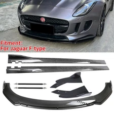 For Jaguar F-TYPE Carbon Fiber Front Rear Bumper Lip Spoiler Side Skirt Kit
