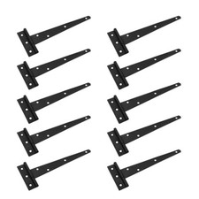 10 Piece T Strap Door Hinge Black Iron RSF Finish Light Duty Renovators Supply