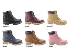 New Women Hi Top Lace Up Military Combat Ankle Booties Boot Hiking Work Lug Sole