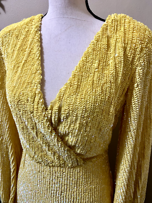 NASTY GAL Women's 4 Yellow Sequin Cocktail Dress Plunge Neck Burlesque AS IS | eBay NASTY GAL Women's 4 Yellow Sequin Cocktail Dress Plunge Neck Burlesque AS IS | eBay