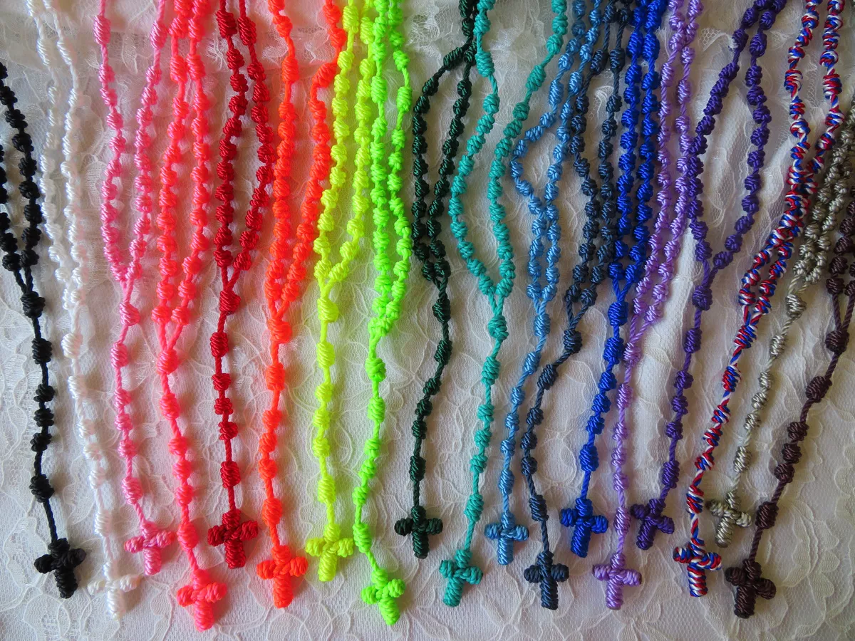 Knotted Twine Cord Rosary (Necklace) (1) - Handmade in the USA - See  description