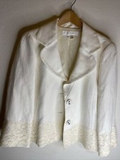 ZARA WOMAN Cream Blazer Size 12 Lace Trim Gorgeous 