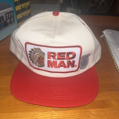 Vintage Red Man Chewing Tobacco Red SnapBack BIG Patch Hat/Cap USA made