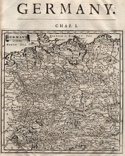 Germania Originale Incisione Cartina Geografica Moll 1701