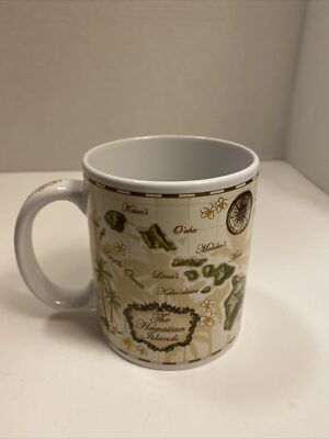 Hawaiian Islands Map II 2013 ABC Stores Mug Coffee Cup Map Compass Plumeria