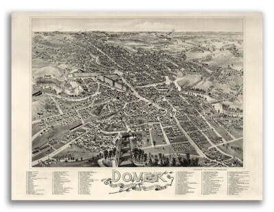 Dover NH 1888 Historic Panoramic Town Map - 20x28