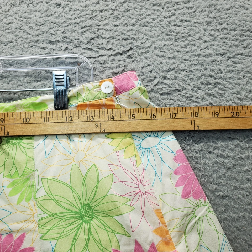 Falda Rafaella Línea A Mujer Talla 10 Multi Floral Elastizada Algodón Plisada Cremallera Lateral Foto 4 de 4