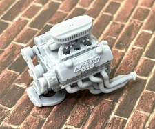 Resin “Big Block Yenko” engine W/Dual Carbs for scale model cars, 1/24 1/25