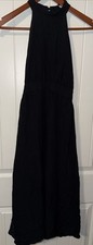 Women’s S Mixy Black Halter SunDress Summer Beach Casual Boho Retro Flowy Chic
