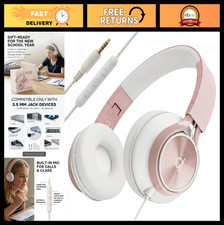Wired Headphones with Mic & Volume Control - Kids & Adults, School, Travel, 3.5m