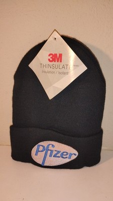 Pfizer Pharmaceuticals Hat Knit Beanie Hat Ski Snow Winter Stocking Cap Black