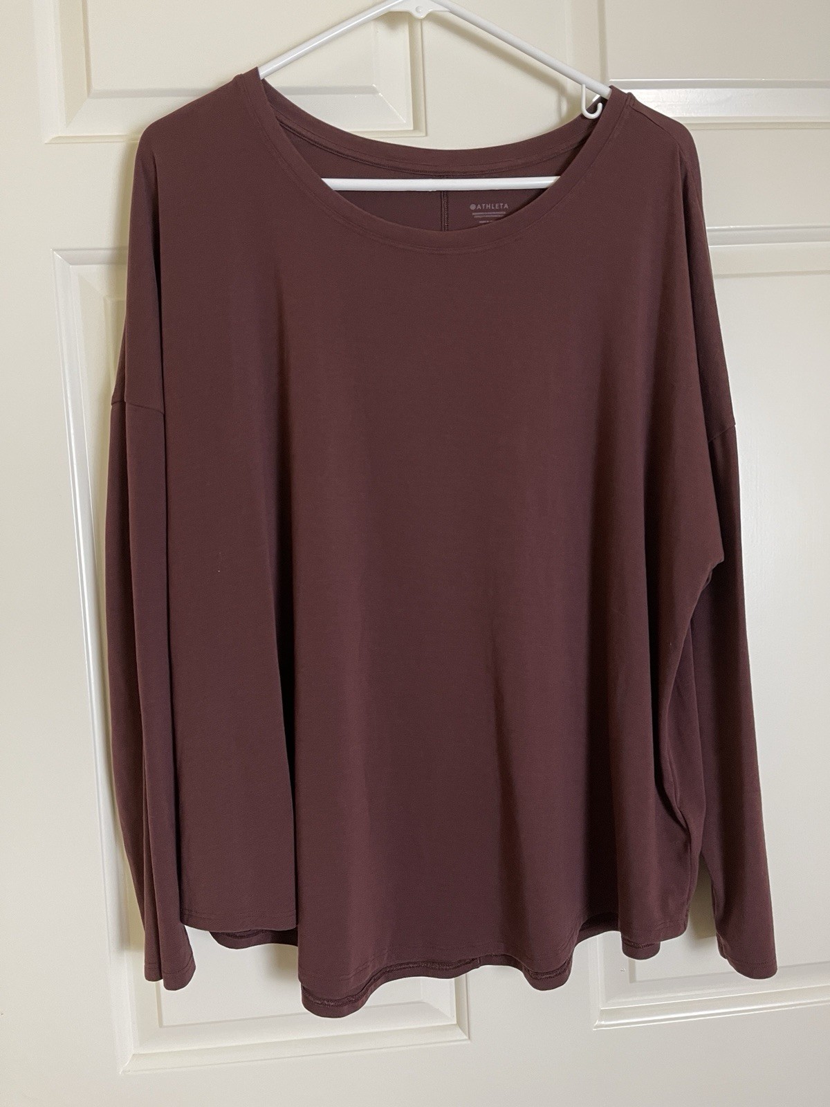 Athleta Stretch Activewear Long Sleeve T-Shirt Brown Plus Size 1X (XL)  Brown