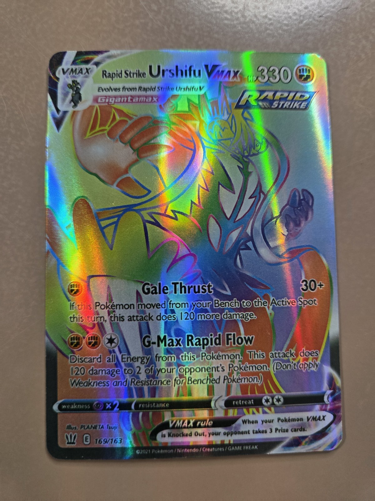 Rapid Strike Urshifu VMAX (Secret) 169/163 Swsh05: Battle Styles Holo