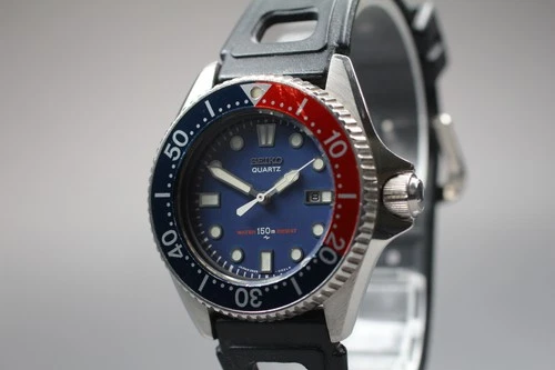 Vintage 1981 [N MINT] SEIKO Diver 2625-001B JDM Blue Dial Pepsi Quartz Men Watch
