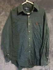 Ralph Lauren Polo Shirt Green Mens Large Long Sleeve Casual Blaire Vintage