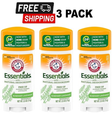 Arm & Hammer Essentials Natural Deodorant Rosemary Lavender 2.5 oz (Pack of 3)