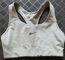 Nike Dri Fit Athletic Sports Bra Gray Pro Swoosh Support Racerback Small