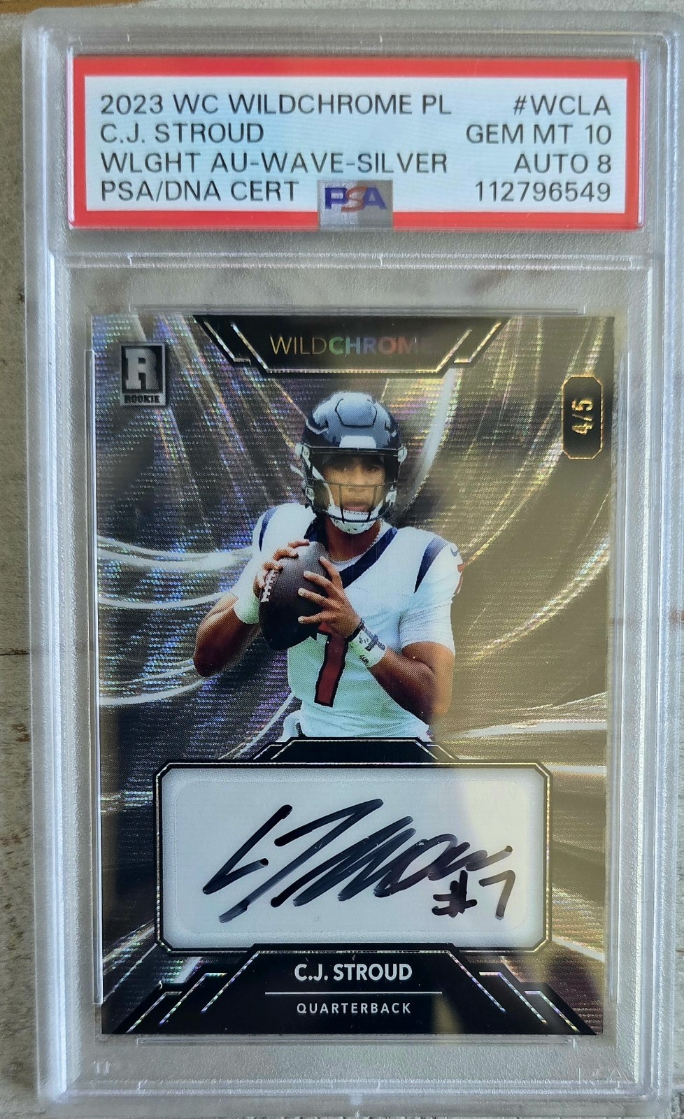 CJ Stroud Wild Card Wildchrome Pro-Look Hobby Wildlight Autograph #WCLA Wave Holo-Silver