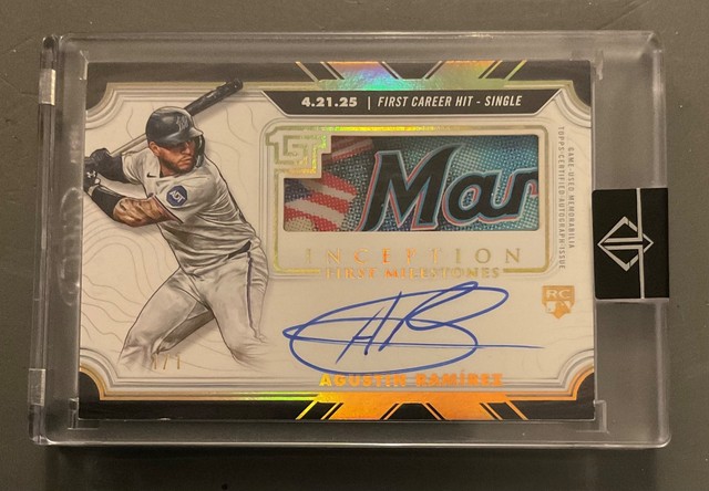 2025 INCEPTION 1st Milestones Autograph Relic AGUSTIN RAMIREZ Baseball Card 1/1