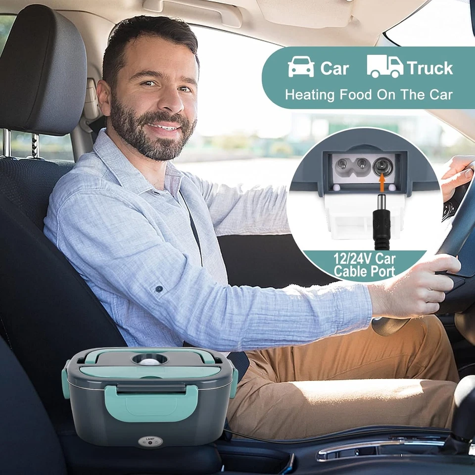 Электрический ланч-бокс нагреватель пищи 3 в 1 портативный подогреватель пищи с вилкой, ложкой и входом - Изображение 2 из 4