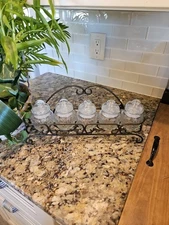 Princess House Fantasia Spice Rack w/5 Shaker Spice Jars And Lids Crystal