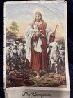 Christian Holy Card "My Companion" "For Quiet Hours" Jesus Good Shepherd — photo 2