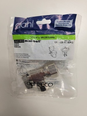 DAHL - 1/2'' FIP x 3/8'' OD Comp 611-53-31-BAG | Mini-Ball 1/4 Turn Angle Stop