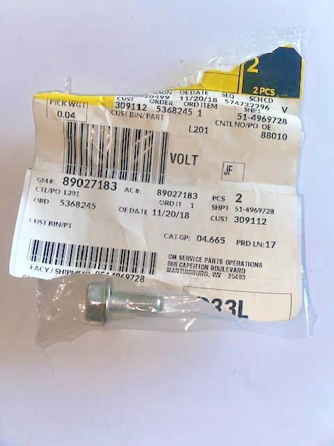 Perno de cilindro de freno de rueda GM 2002-2020, PIEZA ORIGINAL OEM NUEVA, P/N 89027183 Foto 4 de 4