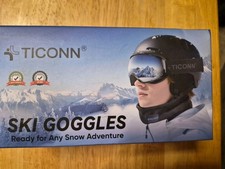 SKI GOGGLES Flexible Over Glasses UV400 Men  Women ANTI-FOG Blue  Blk