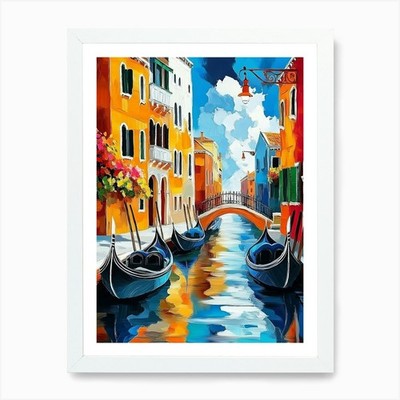 Venedig Gondeln Kunstdruck gerahmt Wandbild Poster Leinwanddruck Bild