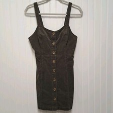 Altar'd State Jumper Dress Womens Sz Medium Brown Corduroy Button Front Casual