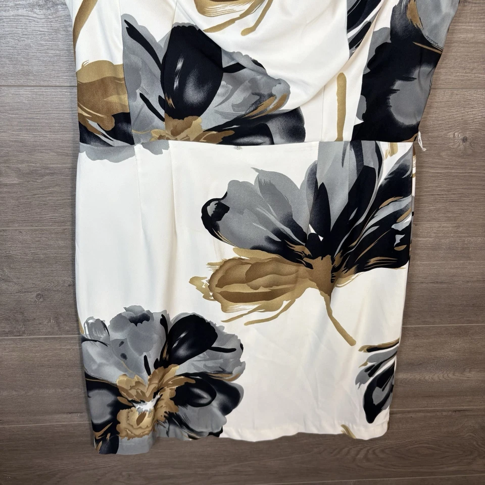 Женское коктейльное платье-футляр ALYX размер 14 без рукавов с принтом цветочный узор белое серое - Изображение 3 из 4