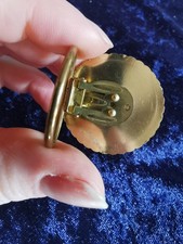 Ancienne Broche Foulard Filigrane - 5 Cm Sur 1,8 Cm - Métal Doré