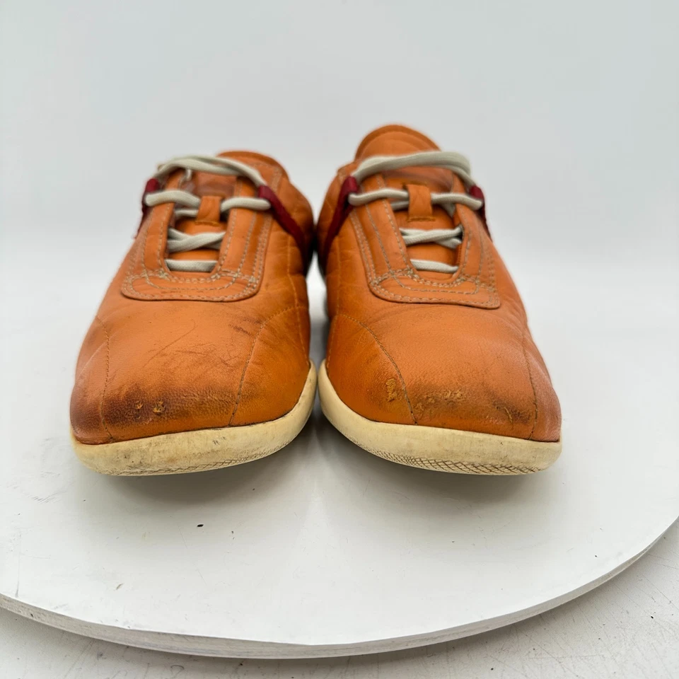 Prada Women Size EU 36.5 US 6.5 Brown Tan Red Line Leather Lace Up Casual Shoes - Image 3 of 4