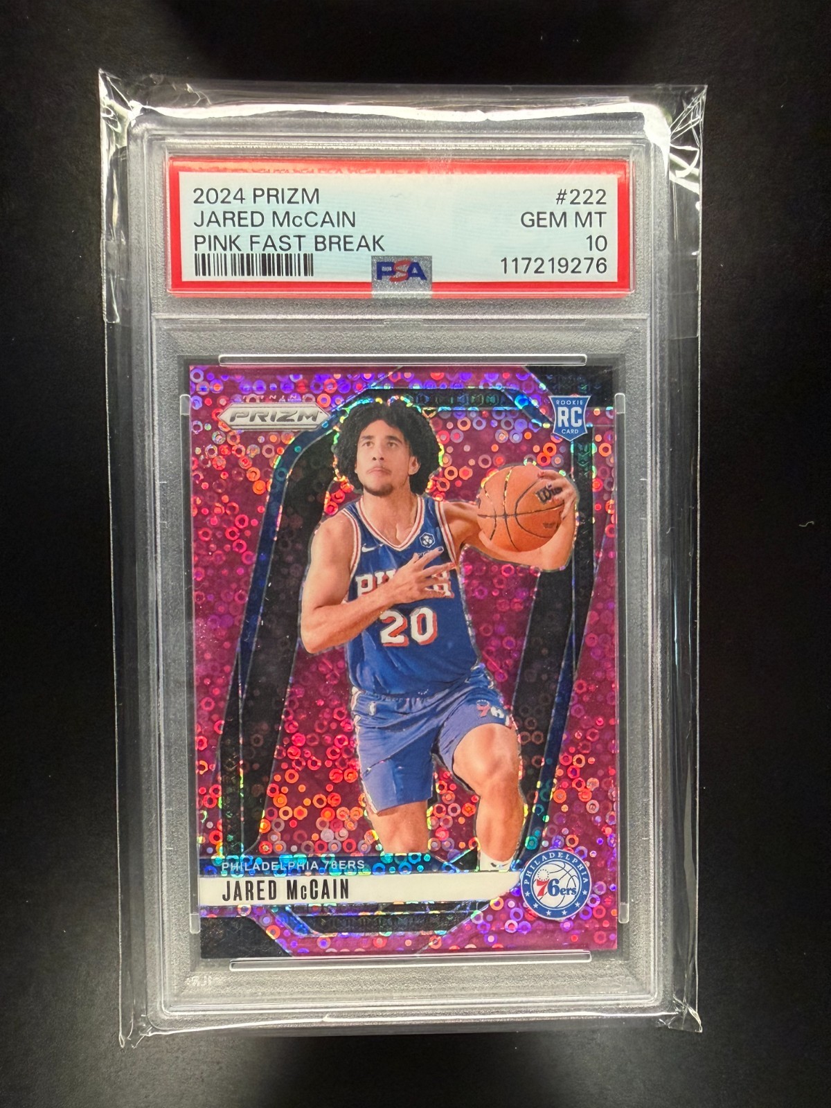 2024-25 Panini Prizm - Jared McCain #222 Pink Fast Break Prizm /50 (RC)