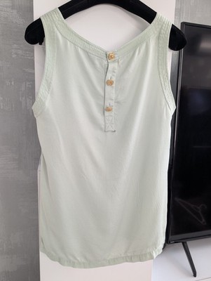 CHANEL Boutique 80-90's CC Gold Buttons Sleeveless Blouse Top Shirt Tank Vest S