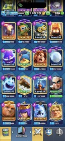 CR/LVL 71(57Card Lvl 16-15-14) 11k Trophy/121 Emote/14Tower Skin/20 Evoes/Cheap