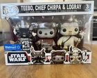 Funko Pop Star Wars 40th Teebo Chief Chirpa Logray Ewok Walmart Exclusive 3-Pack