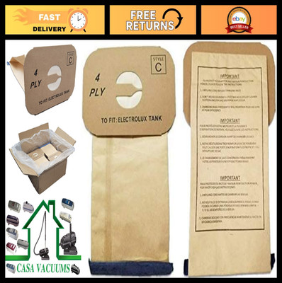 100 Replacement Vacuum Bags for Type C Canister Cleaners - 4-Ply Filtration