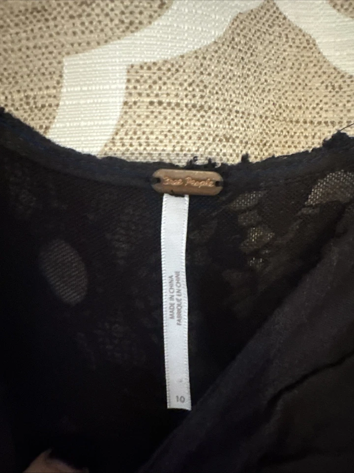 Free People Women's Maxi Dress Black Lace Detailed Maxi Dress Size 10 - Image 4 of 4