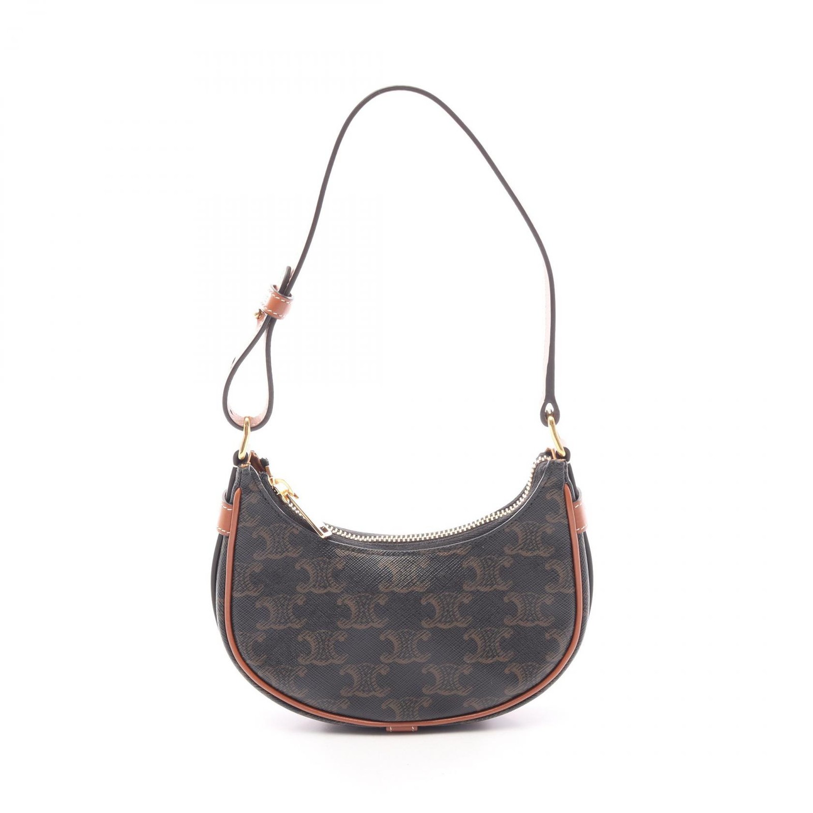 CELINE Mini Ava Triomphe Handbag 10I602DS1.04LU canvas leather Black Brown Used