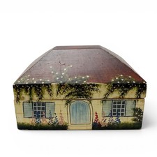 Vintage Cottage House Hand Painted Wooden Tri...