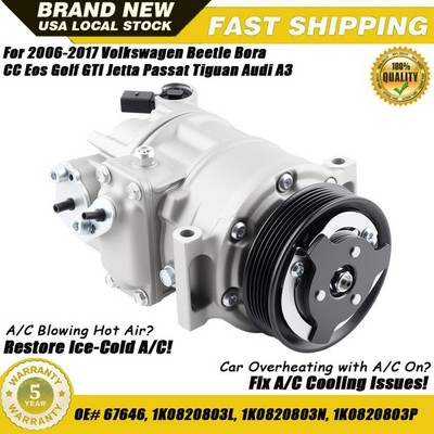 A/C AC Compressor W/ Clutch For 2006-2019 VW CC Bora Beetle Golf Passat 68646