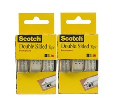 2 - 3 Pack Scotch 3M Permanent Double-Sided Tape .5"X250" each roll