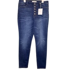 KanCan High Rise Super Skinny Button Fly Denim Blue Jeans Women's Size XL NWT