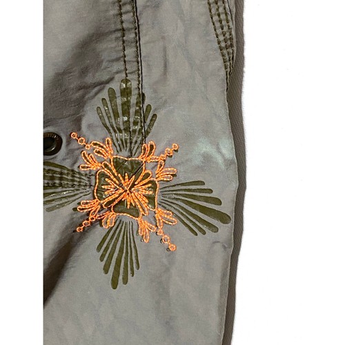 Old Navy Orange Embroidered Sugar Skull Swim Board Shorts Mens Medium Y2K 2008 - Picture 4 of 11