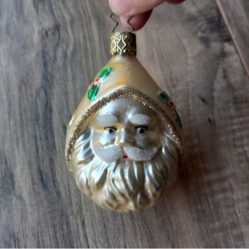 Cream Gold Old World Style Blown Glass Santa Claus Christmas Ornament ...