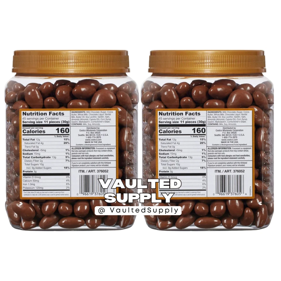 Kirkland Milk Chocolate Almonds 3 lb Each (2 Pack) – Fresh Costco Bulk Chocolate - Image 2 of 4
