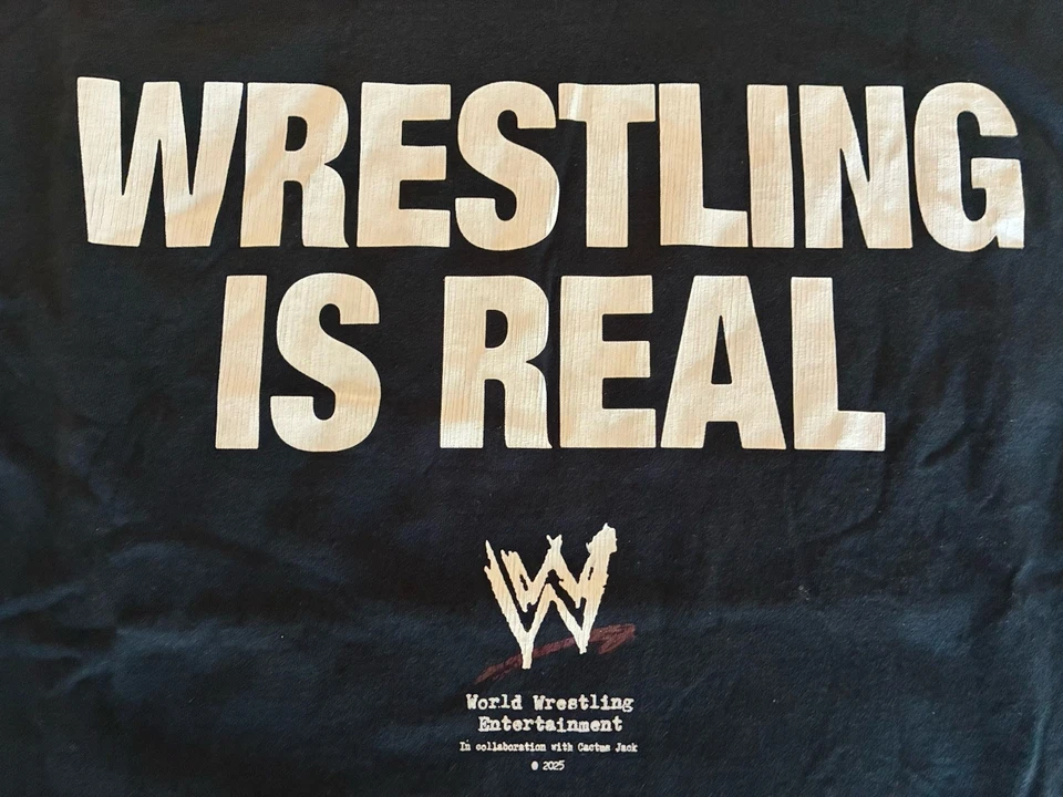 Travis Scott x WWE Tee XL Black Wrestling Is Real  NEW *spots, cut - Image 3 of 4