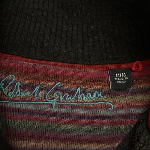 Robert Graham Quarter zip wool long sleeve sweater Flip Cuff Medium READ - Picture 2 of 8